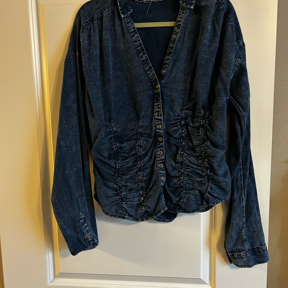 JUST LISTED! Anthropologie Blue Denim Button-Up Shirt